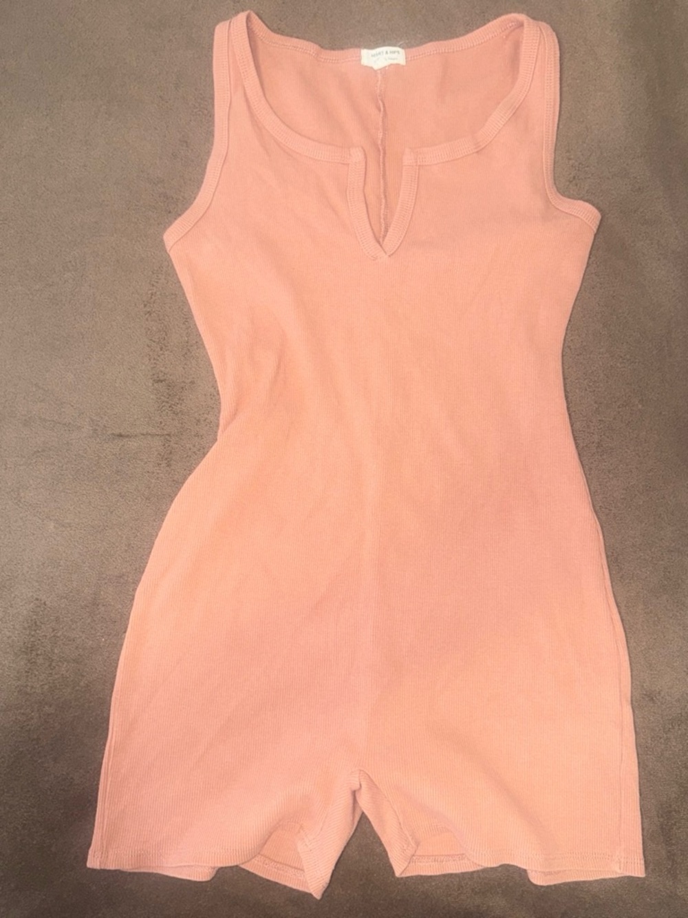 Heart Hips Sleeveless Ribbed Romper in Blush